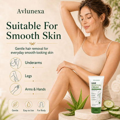 AVLUNEXA™ Natural Gentle Hair Removal Cream | For Women & Men, Sensitive Skin