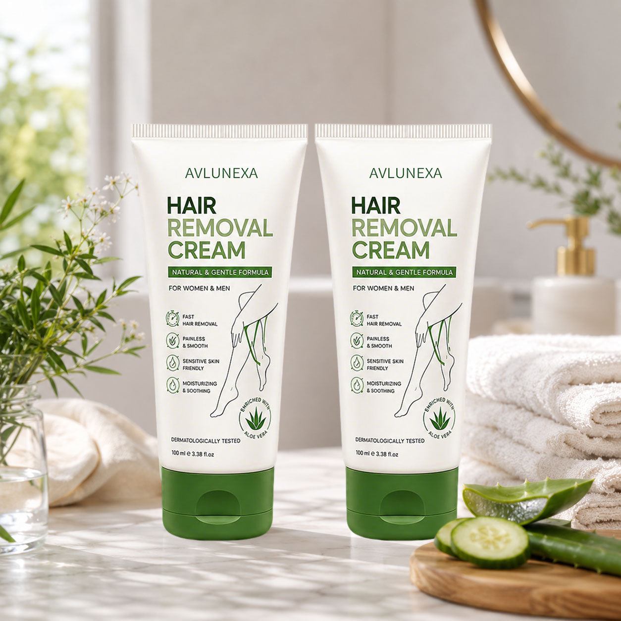 AVLUNEXA™ Natural Gentle Hair Removal Cream | For Women & Men, Sensitive Skin